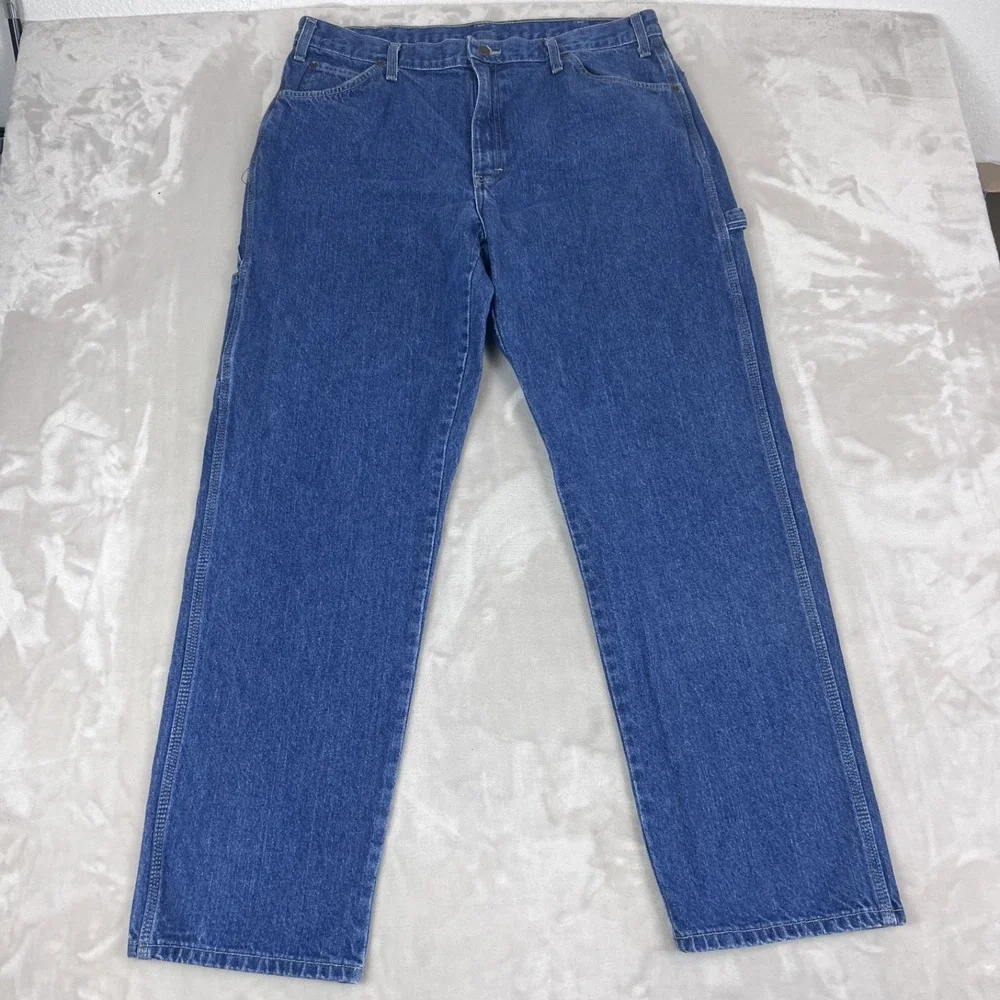 Y2K Dickies‎ Jeans Mens 38x32 Blue Denim Cotton Carpenter Workwear Grunge Skater